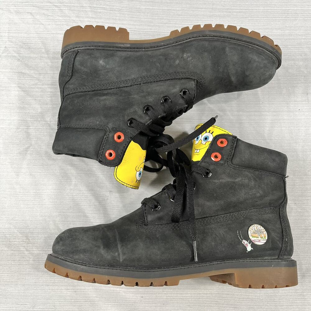 Spongebob Plankton Timberland Boys Size 7 Winter Wear Boots Lace Up Shoes A3759